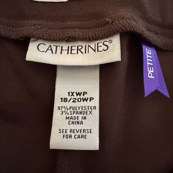 Catherines Dark Brown Crepe Knit Pull On Slacks Size 1XWP (18/20) NWT - Picture 8 of 15